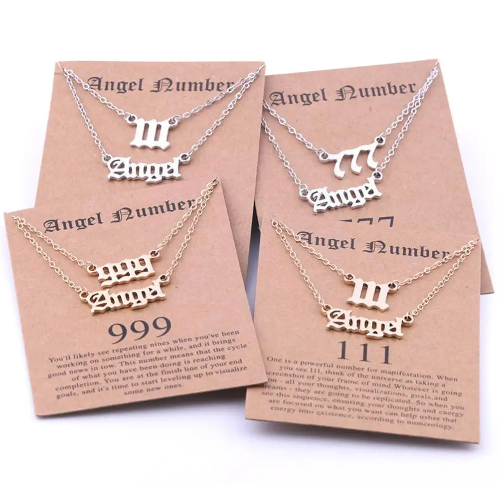

Trendy Gold Color Old English Lucky Number Angel Letter Necklace For Women Pendant Choker Clavicle Chain Card Party Jewelry X8s5