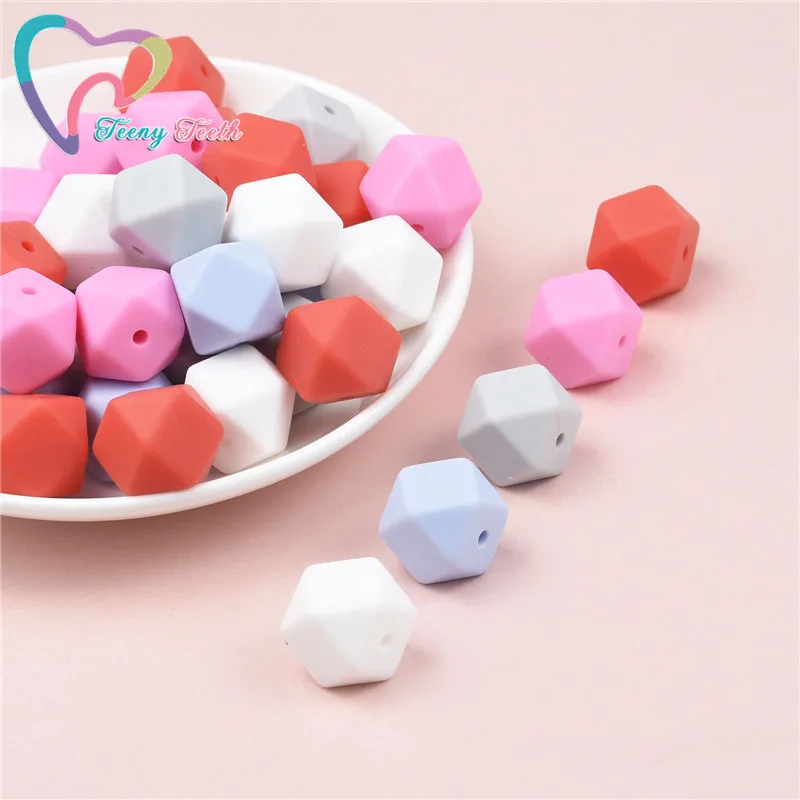 10 шт. красные и белые шестигранные Силиконовые Круглые бусины 14 17 мм для