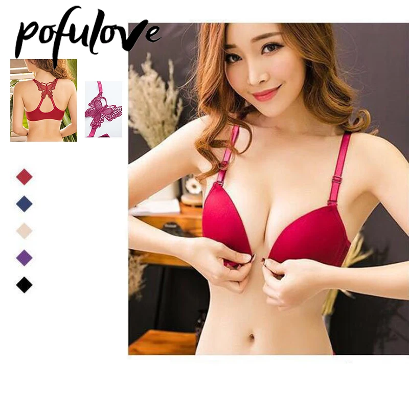 

Для женщин бесшовный топ-Бюстгальтер с застежкой спереди леггинсы с кружевными бантиками, подтягивающие пуш-ап Мягкие Нижнее белье, женски...