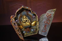 9tibetan temple collection old tibetan silver mosaic gem dzi bead buddhist altar bronze gilt vajrasattva vajrasattoo buddha