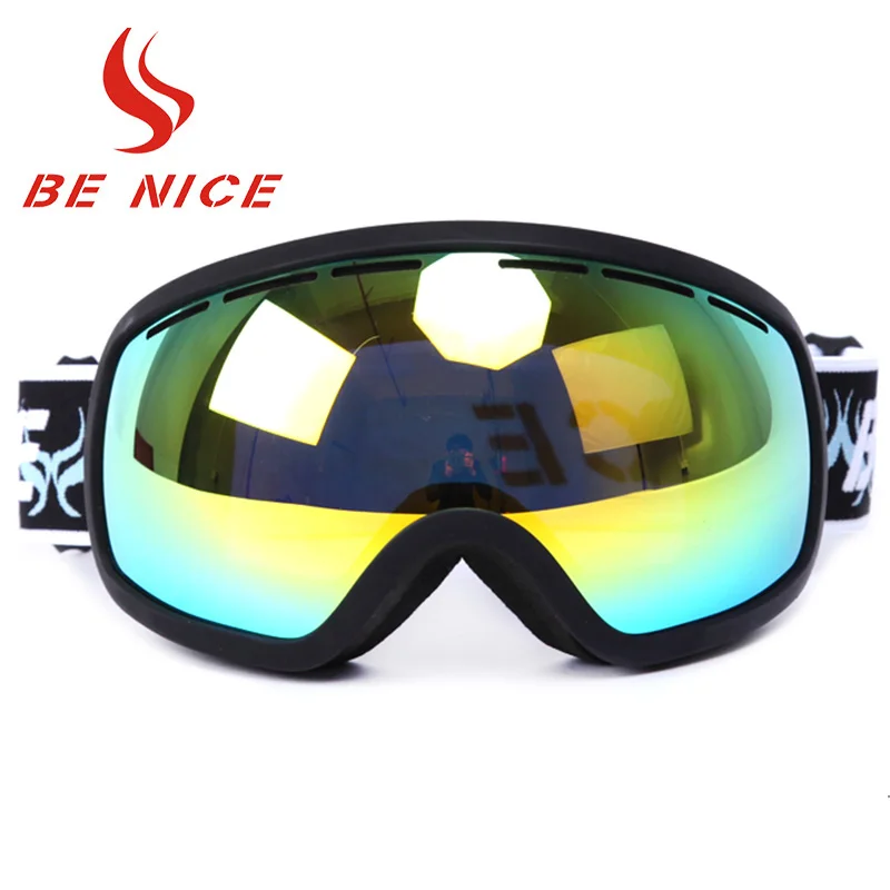 BE NICE лыжные очки двухслойные УФ заменяемые линзы и ремень противотуманные