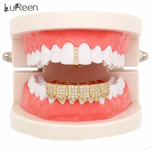 LuReen Gold Teeth Grills Dental Top Single Tooth Clip Cosplay Teeth Caps Fake Grills for Teeth Grillz Women and Men