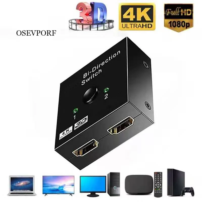 

Коммутатор HDMI, 4K, 2 порта, двунаправленный, 1x2/2x1, разветвитель 2 в 1 Ultra HD 1080P 3D HDR HDCP для PS4 3, Xbox HDTV
