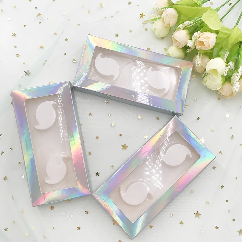 Голографическая бумажная коробка для ресниц 25 мм 2 пары в упаковке на
