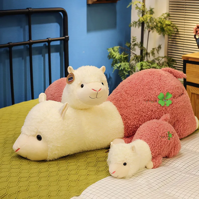 

55-75cm Lovely Lying Alpaca Plush Toy Japanese Alpaca Soft Stuffed Cute Sheep Animal Dolls Sleep Pillow Home Bed Decor Gift