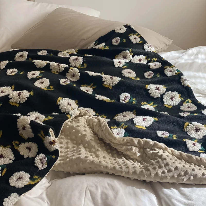 Шерстяное 3D одеяло с маргариткой утолщенная простыня покрывало для дивана