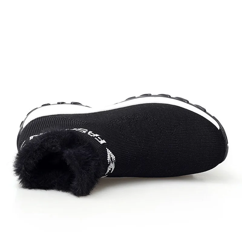 2019 г. зимние женские ботинки модная обувь на танкетке без шнуровки женская теплые