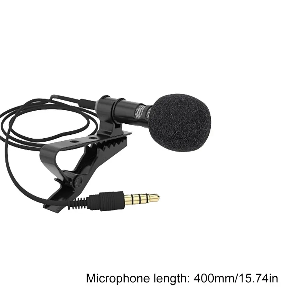 

Microphone Condenser Clip-on Lapel Lavalier Mic Wired For Phone Laptop Highly Sensitive Hand-free Microphone
