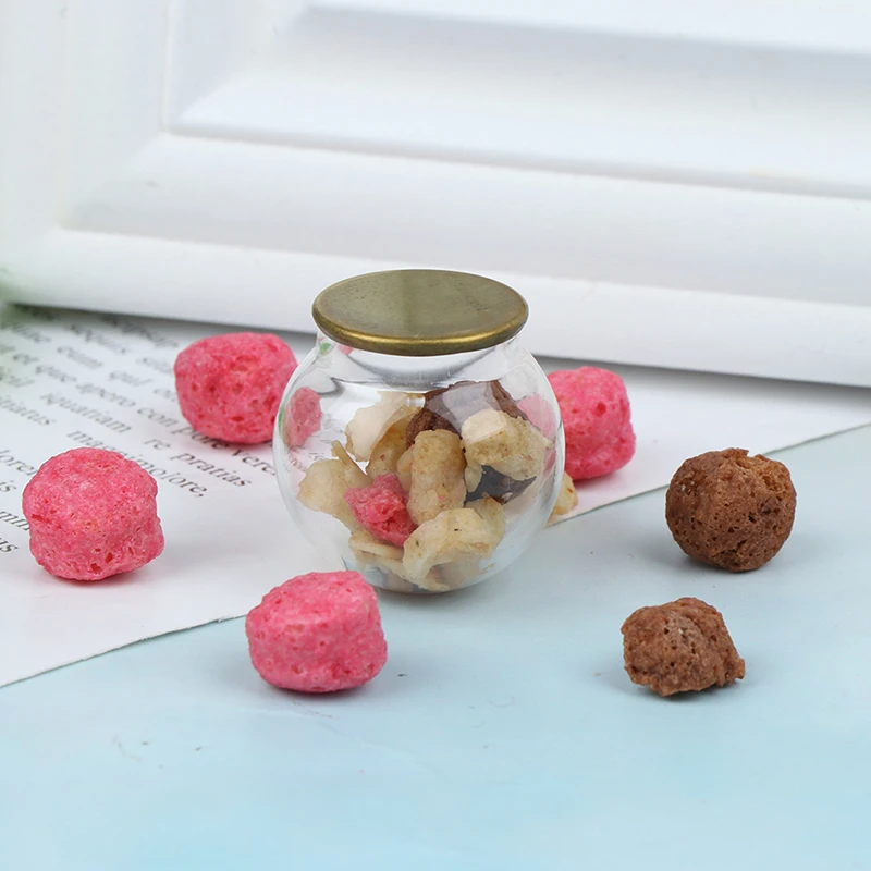 1Pcs Transparent Miniature Furniture Glass Biscuits Mini Can Candy Jar With Removable Alloy Cover For 1:12 Dollhouse Accessories - купить по