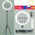 Приглушаемая кольцевая LED лампа со штативом, светильник 18 дюймов для фотографии 2700-7000K, кольцевая лампа для видеосъемки TikTok, Youtube Live