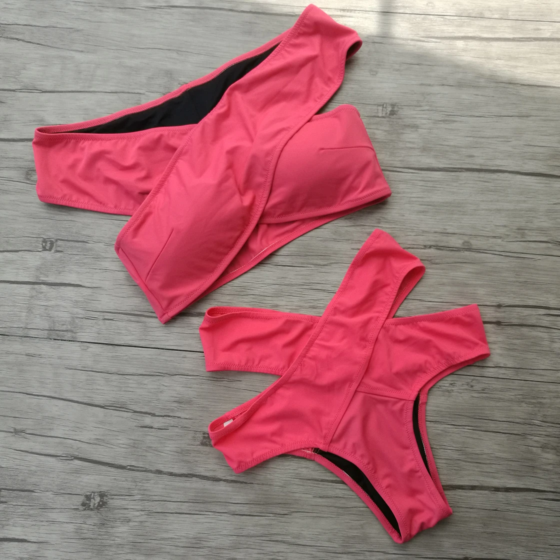 Женские комплекты бикини красный купальник из двух частей сексуальный с