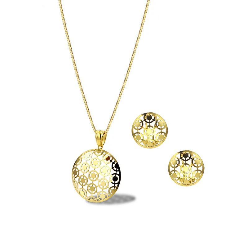 RIR модное ожерелье невесты набор из Подвески и серег женский Дубай золотой цвет