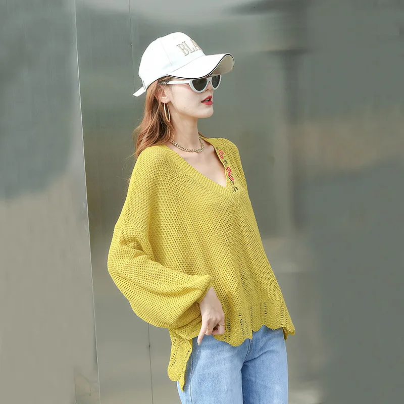 Max LuLu 2020 Autumn Fashion Chinese Womens V Neck Pullovers Ladies Embroidery Casual Sweaters Loose Oversized Knitted Jumpers | Женская