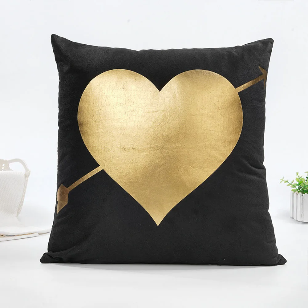 

Geometric Black Bronzing Gold Foil Pillowcase Super Soft Velvet Cushion Decorative Pillow Home Decor Sofa Throw Pillows