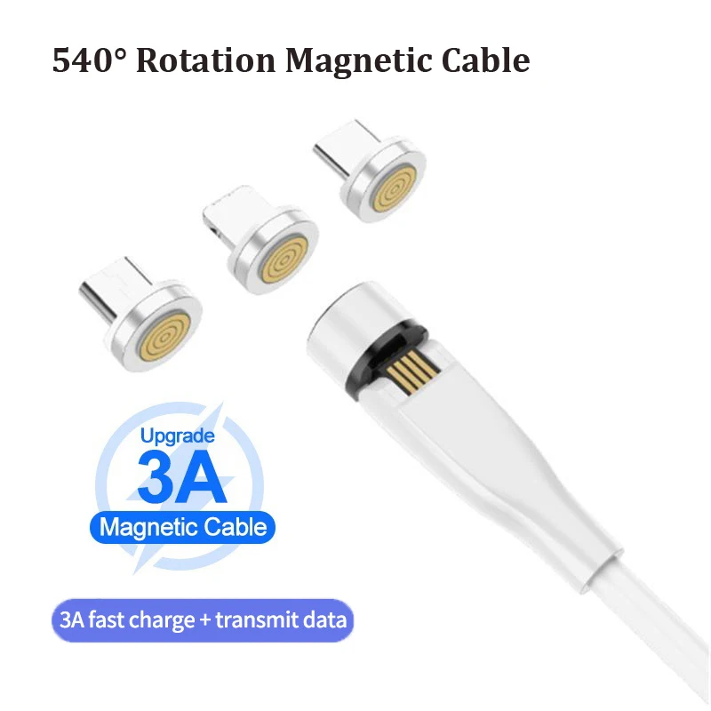540 градусов вращающийся магнитный кабель Micro USB Type C для быстрой зарядки Huawei Honor 30 V30