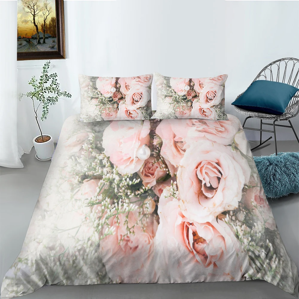 

Beauty Flower Plant Duvet Cover Set Twin Full Queen King Size Bed Linen 2-3pcs Bedding Set No Sheet XF1037-30