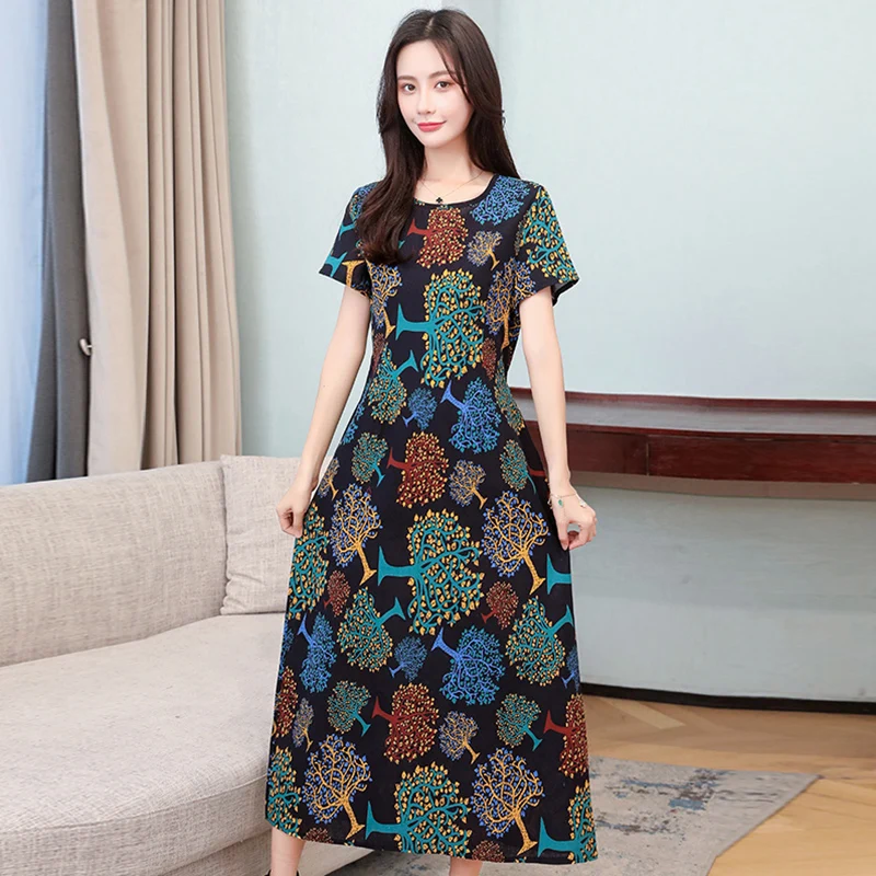 Summer Dress 2020 Women Floral Print Thin Casual Loose Maxi Sundress Vestidos Plus Size | Женская одежда