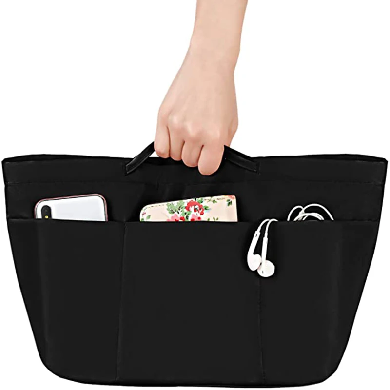 Tote Organizer PurseTote Insert Ladies Pocketbooks Handbag Органайзер из нейлона Women Divider с ручками|Сумки