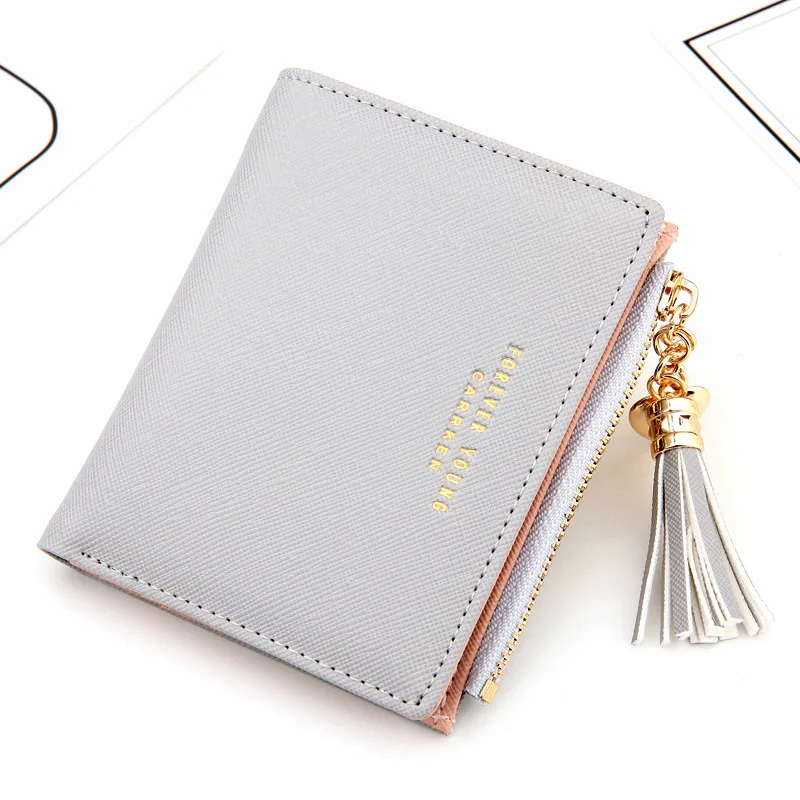 Women Wallet Lovely Short Paragraph Zipper Hasp Purse Small Clutch Fashion Buckle PU Female Wallets Card Holder Coin Storage Bag
