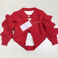 new 2021 autumn baby sweaters winter kids knit infant sweater children ruffles sleeve sweaters girls basic sweaters12m 5y2376