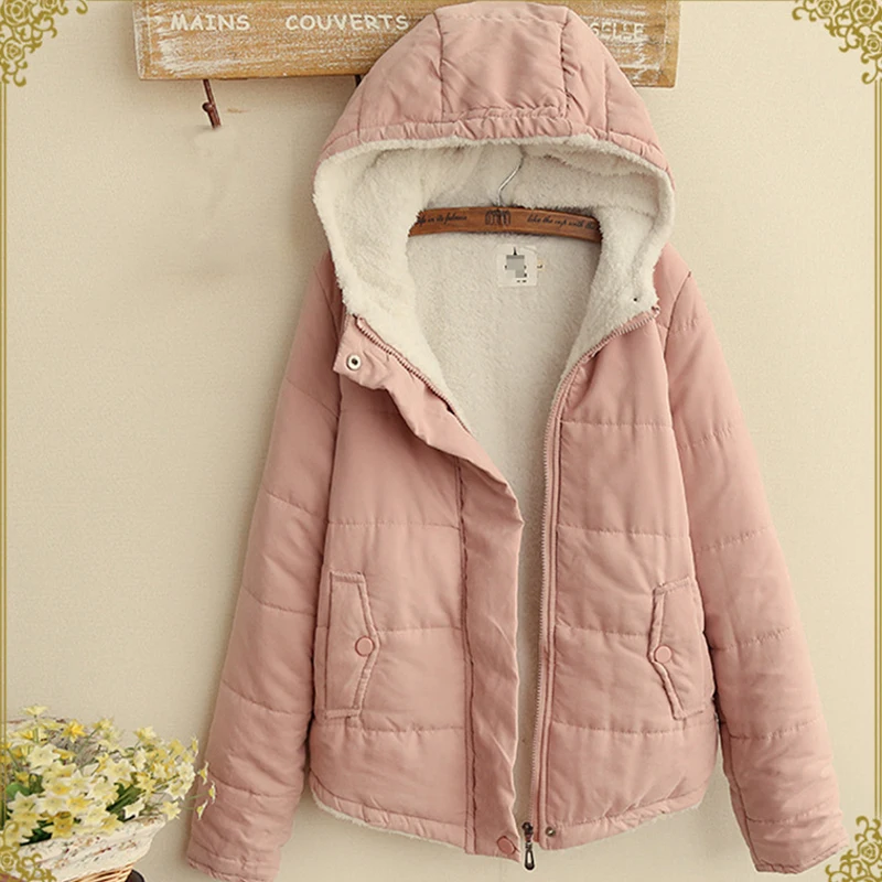 Японская зимняя повседневная Милая теплая парка для женщин Mori Girl однотонные