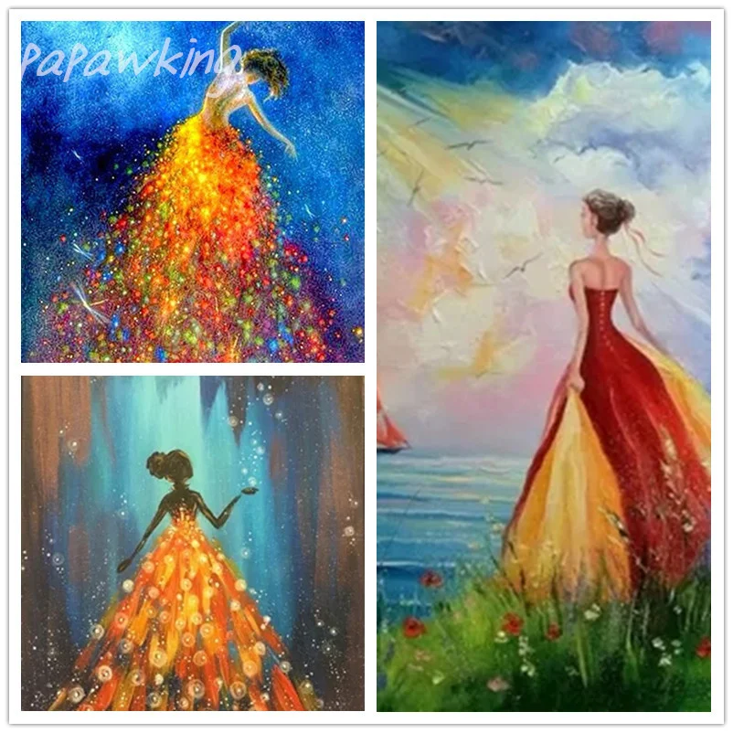 

Diy Woman with Gorgeous Dress Diamond Painting Full Diamond Art Rhinestone Embroidery Cross Stitch Kit Mosaic Home Decoration