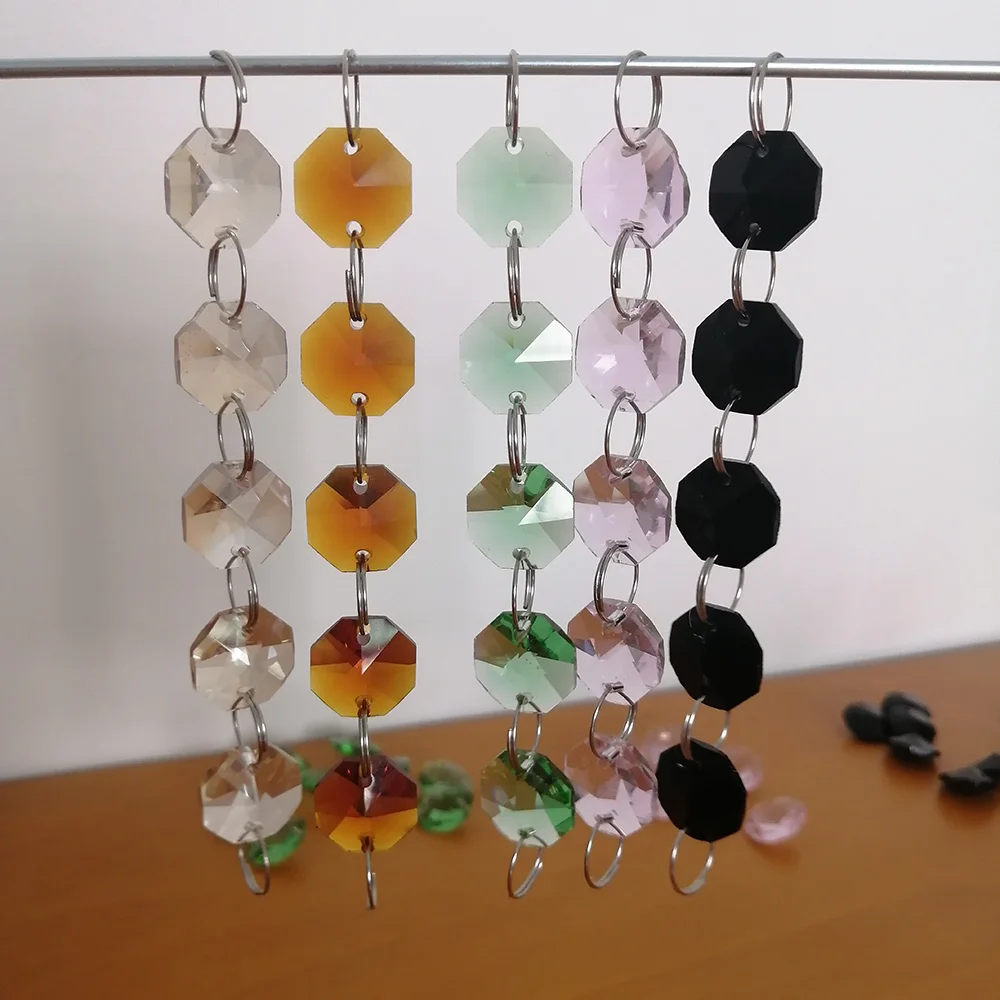 Футов 14 мм Хрустальная восьмиугольная бусина фотогирлянда 50 см/фута деталь