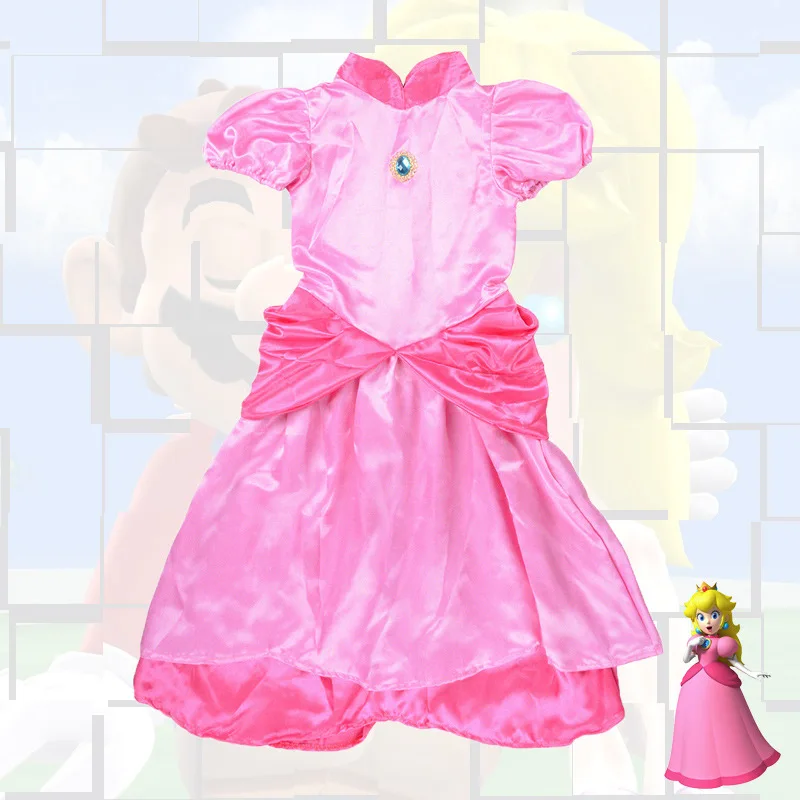 

Anime Cosplay Super Mario Princess Peach Cosplay Costumes Classic Game Role Play Kids Girls Dress Carnival Party Dress S-3XL