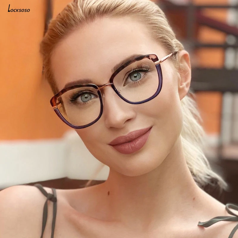 

LOCKSOSO blue light glasses women Decorative eyeglasses blue ray radiation blocking Computer gaming glasses men protection