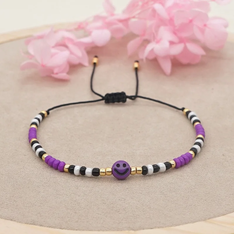 

2021 Ethnic Boho Bracelet Jewelry 6mm Acrylic Smiley Glass Bead Multicolor Bracelets for Women Pulseras Jewelry Armband
