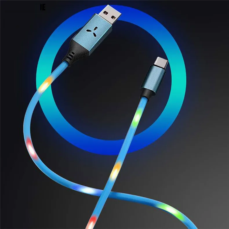 NOHON светодиодный мигающий usb-кабель для iPhone X, XS, XR, для samsung, S10, S9, быстрая зарядка, Тип C, Micro USB, шнур для передачи данных