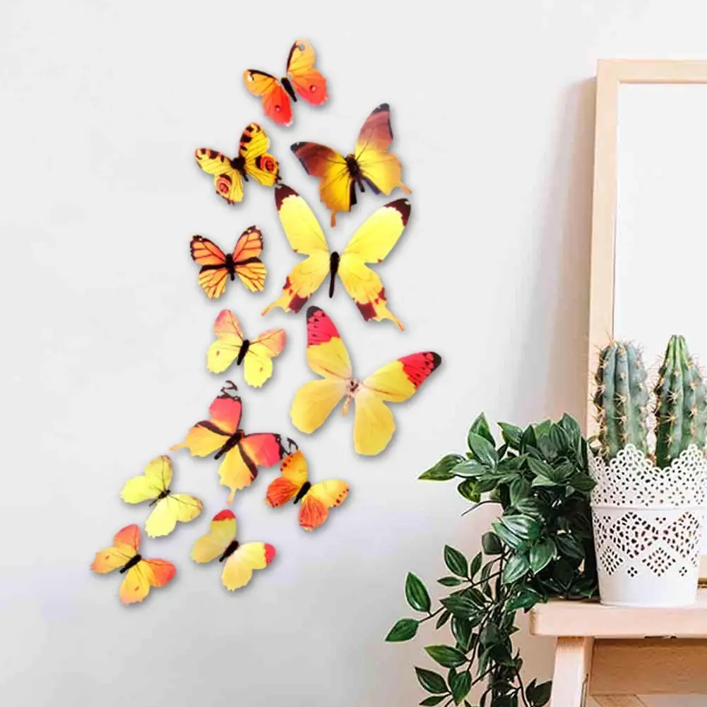 12 шт./компл. настенные наклейки в виде бабочек полые ПВХ обои декор сделай сам