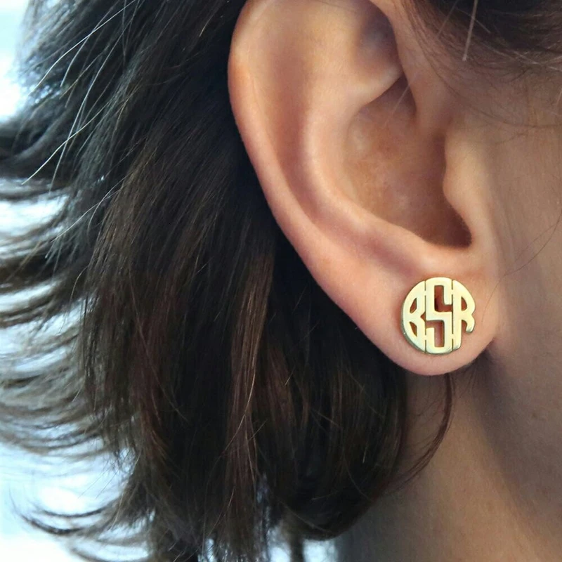 

Custom Monogram Stud Earrings For Women Boucle D'oreille Personalized Stainless Steel Initials Letters Earrings Fashion Jewelry