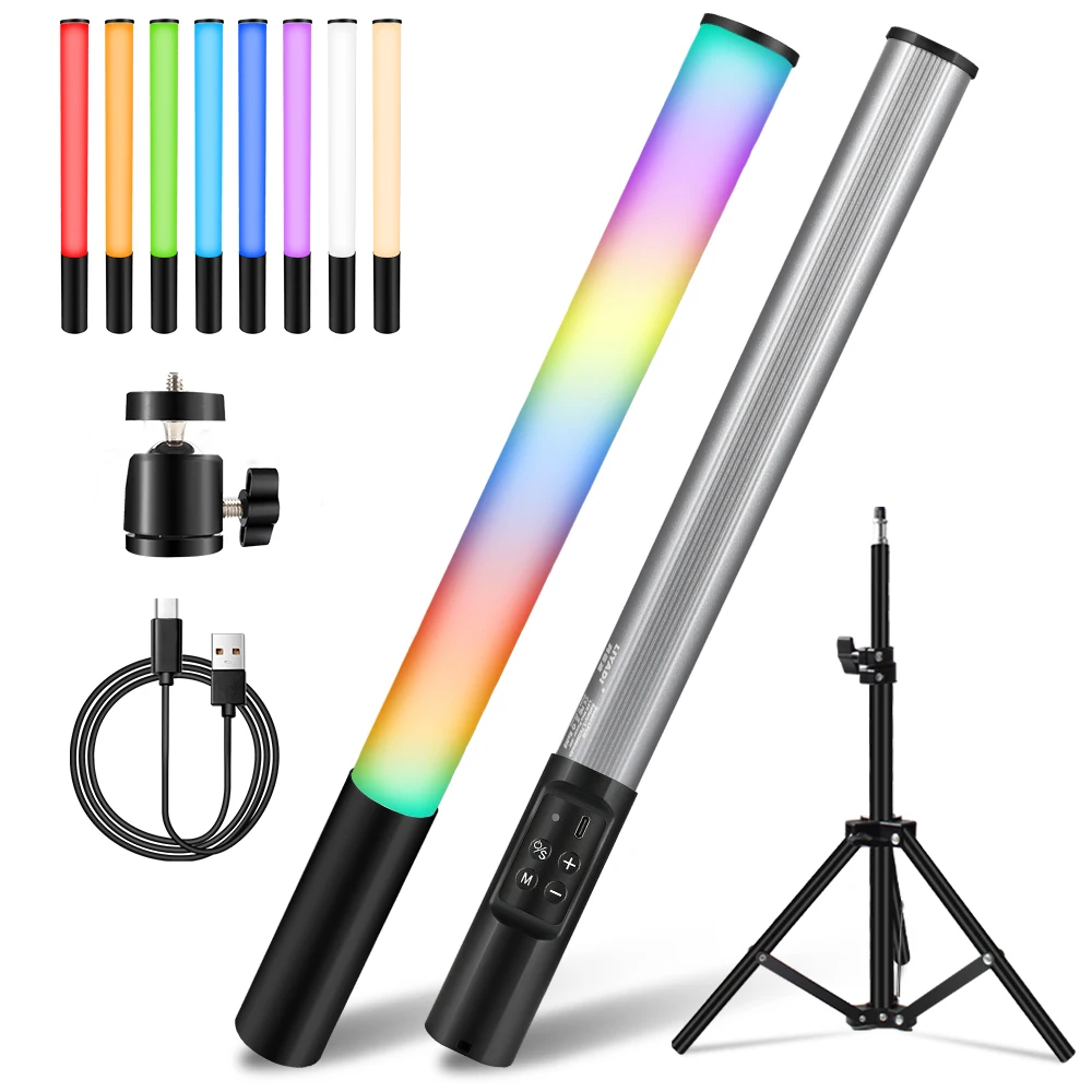 

Handheld RGB Stick Fill Light LED Colorful Light Wand with Tripod Stand 2500/9900K 21 Modes Photography Live Stream Lighting