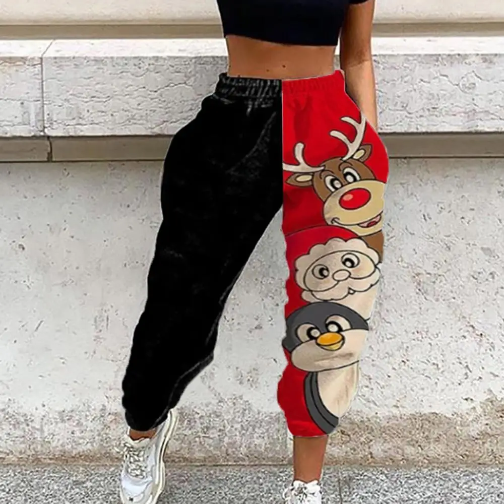 Новые модные брюки для бега женские мешковатые спортивные с рождественским
