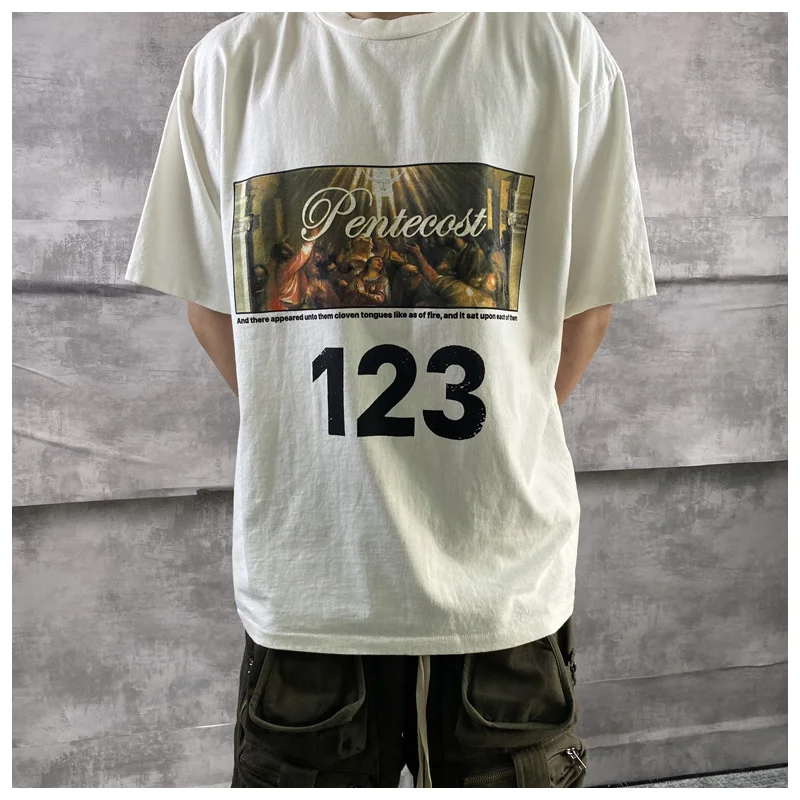 

Американский рэпер Джерри в том же стиле 123 мир голубь печатная Мужская футболка с коротким рукавом Хай-стрит Ретро промытый свободный улич...