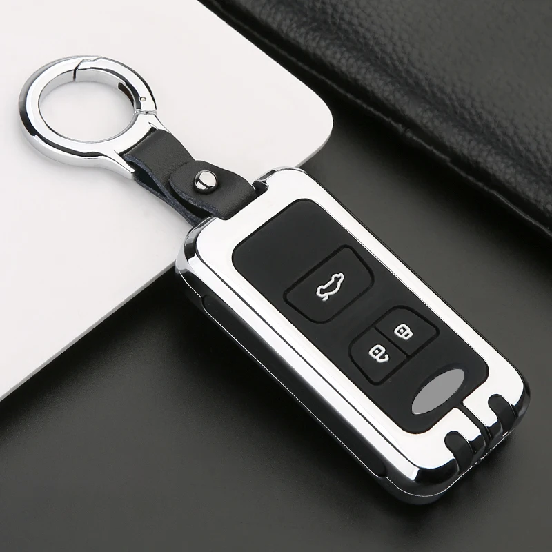 

Zinc alloy+Silicone Car Remote key Case Cover For Chery Tiggo 8 7 5x 3 E3 E5 ARRIZO 2019 2020 3 Button Smart key Fob Shell