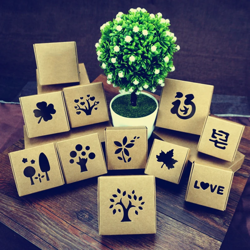 Подарочная коробка из крафт бумаги свадебные конфеты праздничные пустотелые