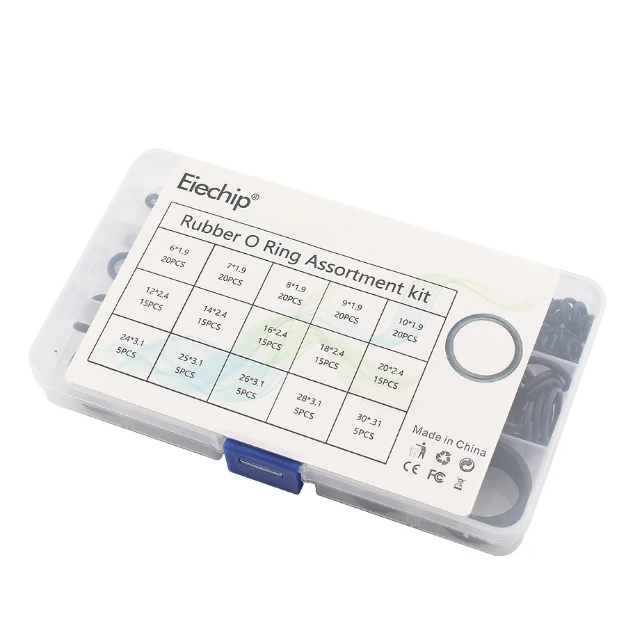 Набор резиновых уплотнительных колец 200 шт./компл. 15 размеров в пластиковой