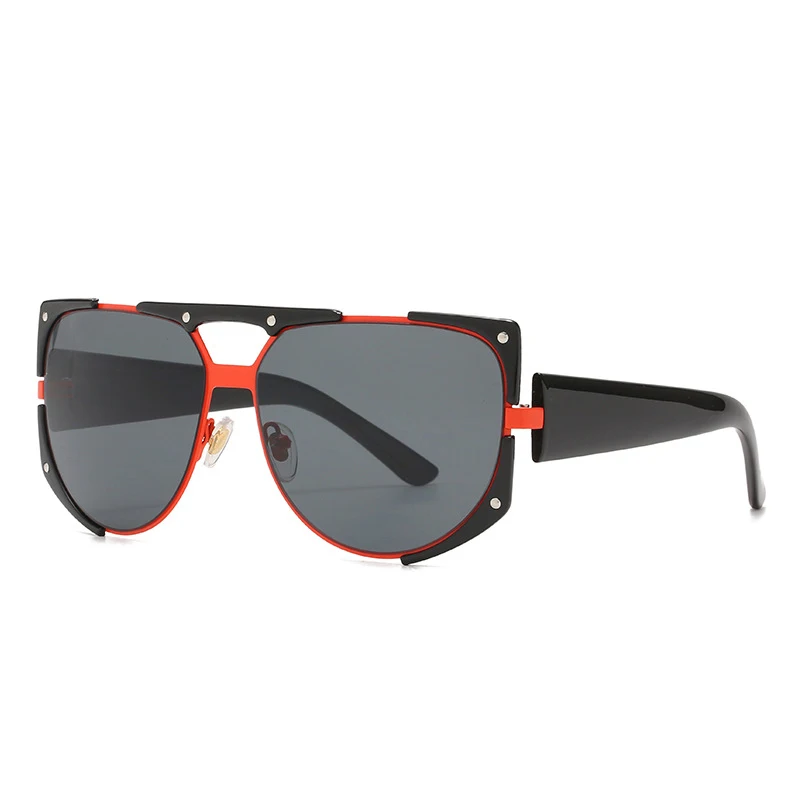 

2021 Fashion Vintage Oversized Sunglasses Women Men Luxury Brand Design Travel Big Frame Sun Glasses Female UV400 Mirror Shades