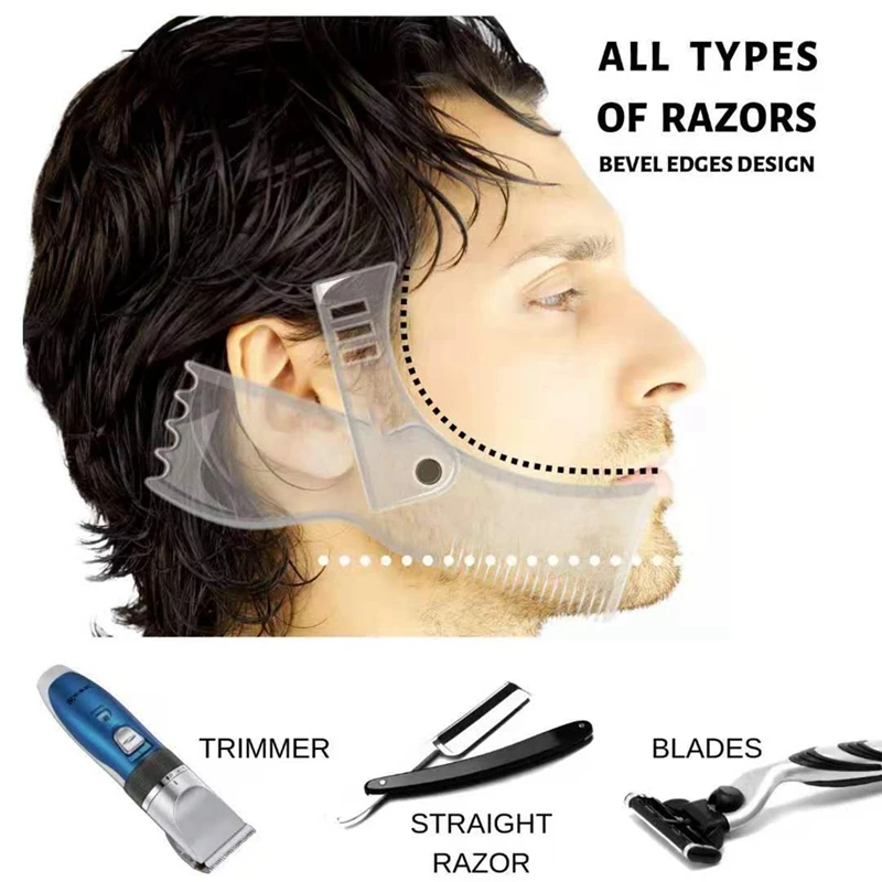 

Beard Filling Pen Hair Beard Trim Templates Kit Barber Pencil with Brush Salon Facial Hair Engraving Eyebrow Tool