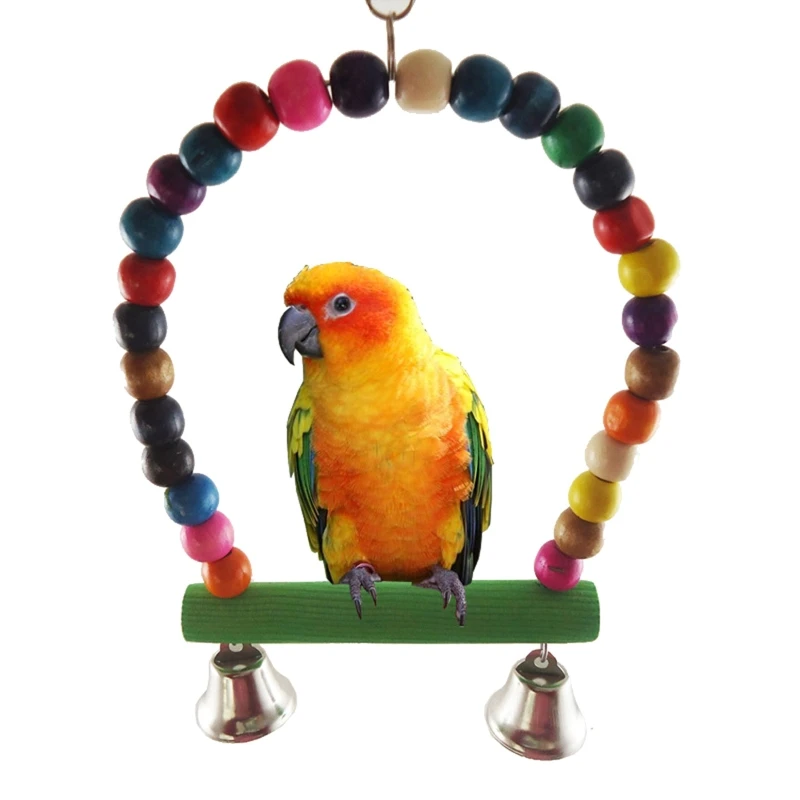 

7Pcs Bird Parrot Swing Chew Toy Colorful Beads Bells Pet Cage Hanging Hammock