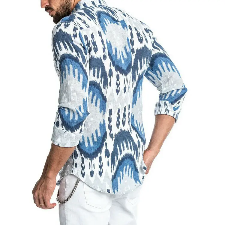 2019 модная мужская Роскошная рубашка с принтом повседневная Стильная приталенная