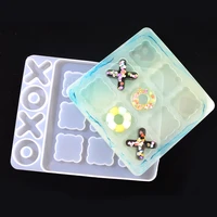 dm063 transparent xo chess game silicone mold diy craft tool jewelry accessories parent child interaction game mould