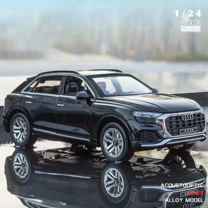 

Модель автомобиля Audi Q8, внедорожник Off-модель дорожного транспортного средства, модель автомобиля из сплава со звукосветильник вым сигнало...