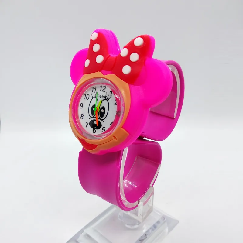 High Quality Children Watch for Girls Baby Gift 3D Minnie Turtle Pat Flap Wrist Watch Child Sports Students Clock Kids Watches - Цвет: Фиолетовый