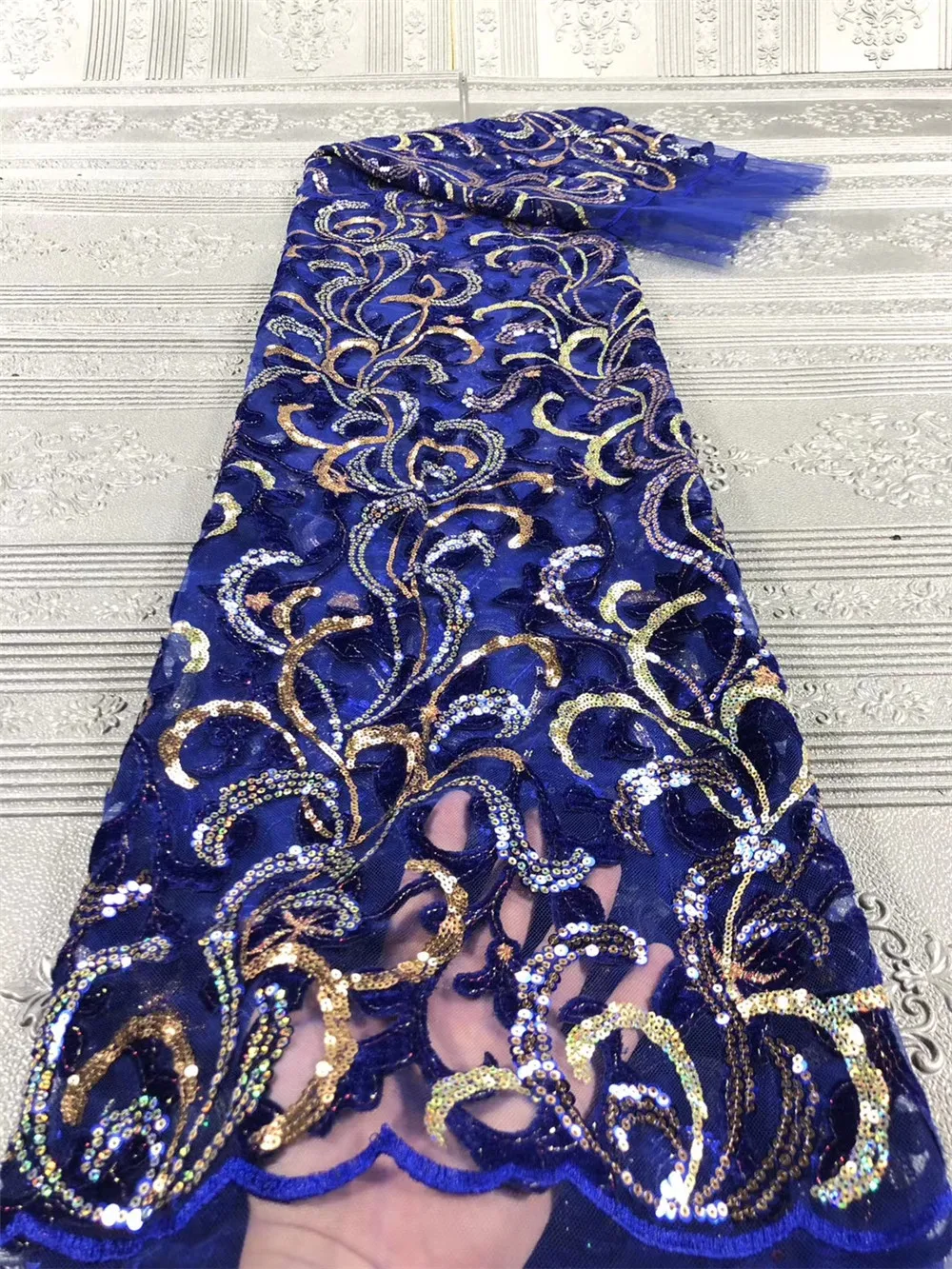 

MIQIER High Quality African nigerian tulle Lace Fabric Embroidery Sequins Lace Fabric guipure lace fabric French Tulle lace