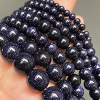 natural blue sand stone beads round loose spacer moon stone bead for jewelry 4681012mm diy wen bracelet necklace 15inches