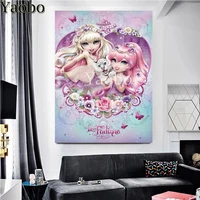 100 full round 5d diy diamond painting cartoon girl and tiger embroidery rhinestone pictures diamond painting cross stitch