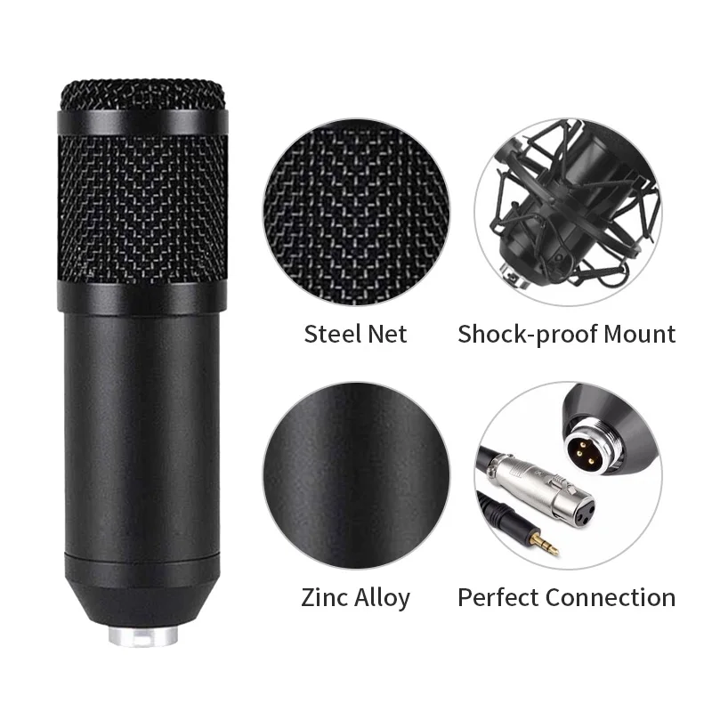 Конденсаторный микрофон BM800 профессиональный для записи с консольным